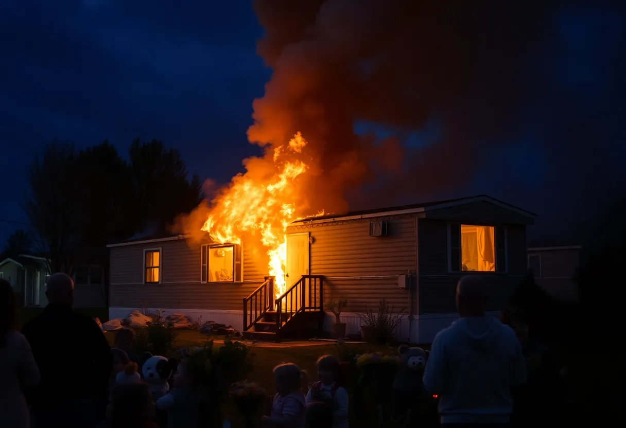 Scene of a mobile home fire in Pelion, SC