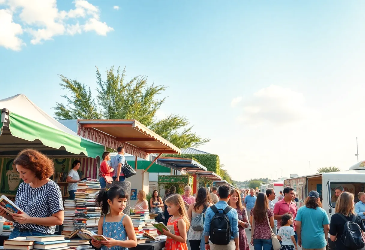 Families enjoying activities at Richland Library Read Freely Fest