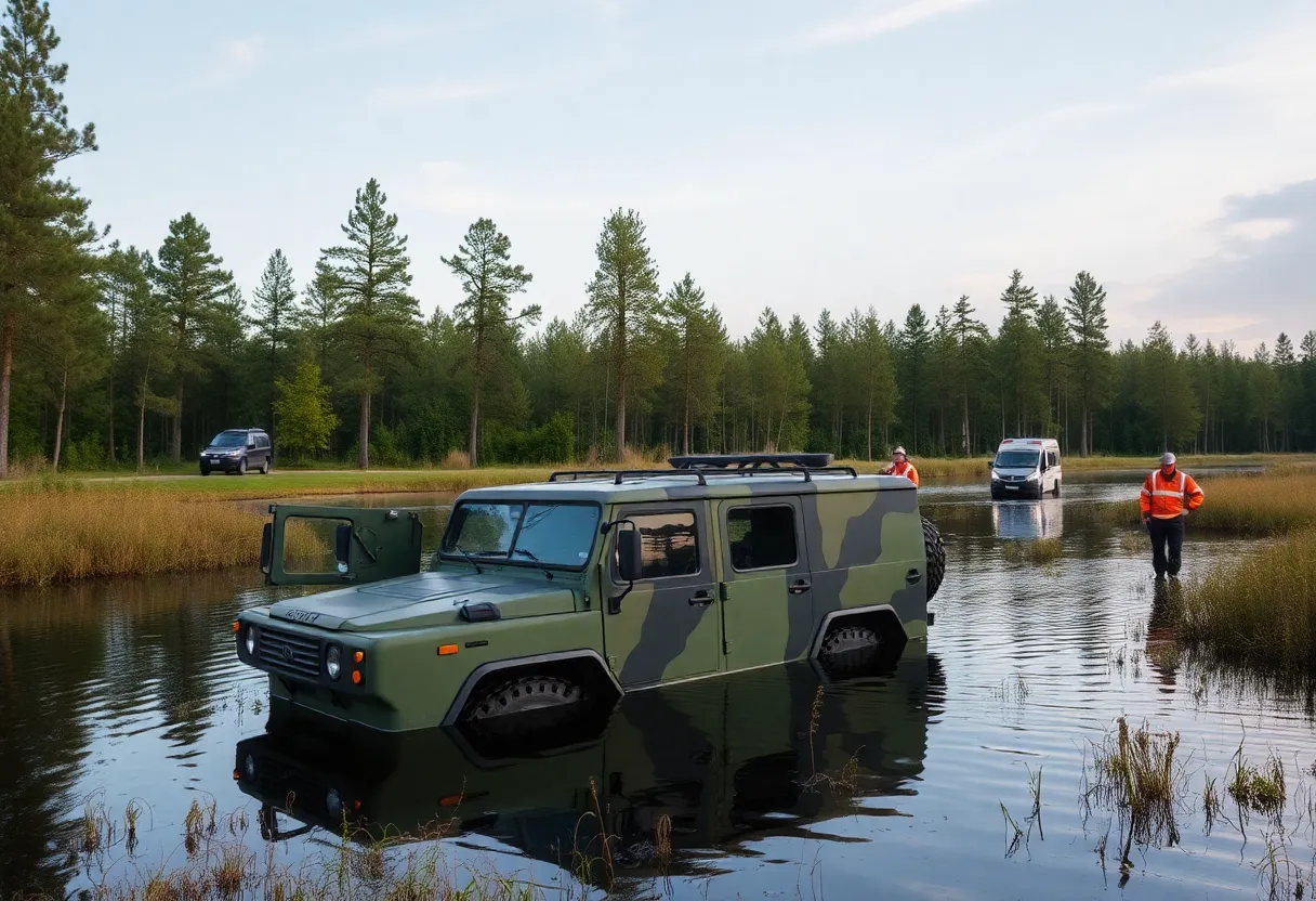 A military search operation taking place in a Lithuanian training area.
