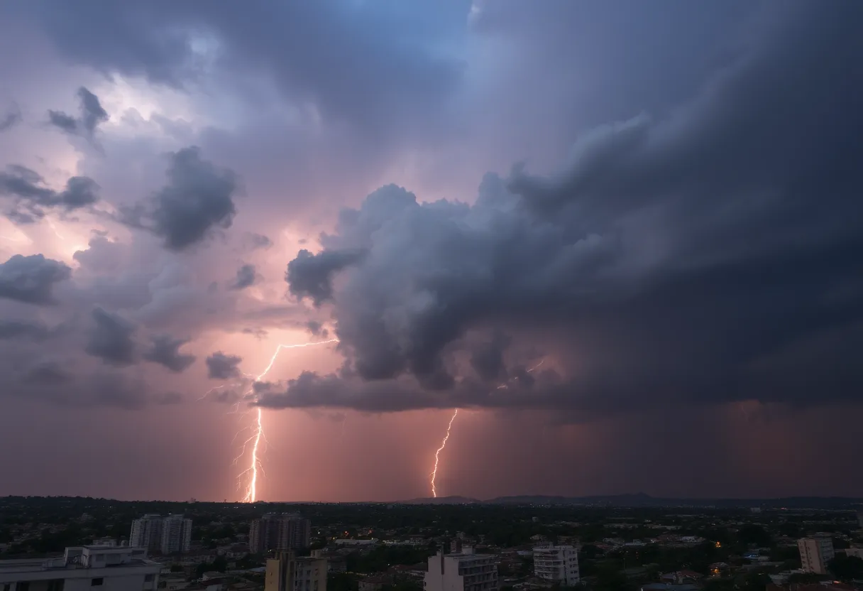 Dark storm clouds gathering over Columbia South Carolina