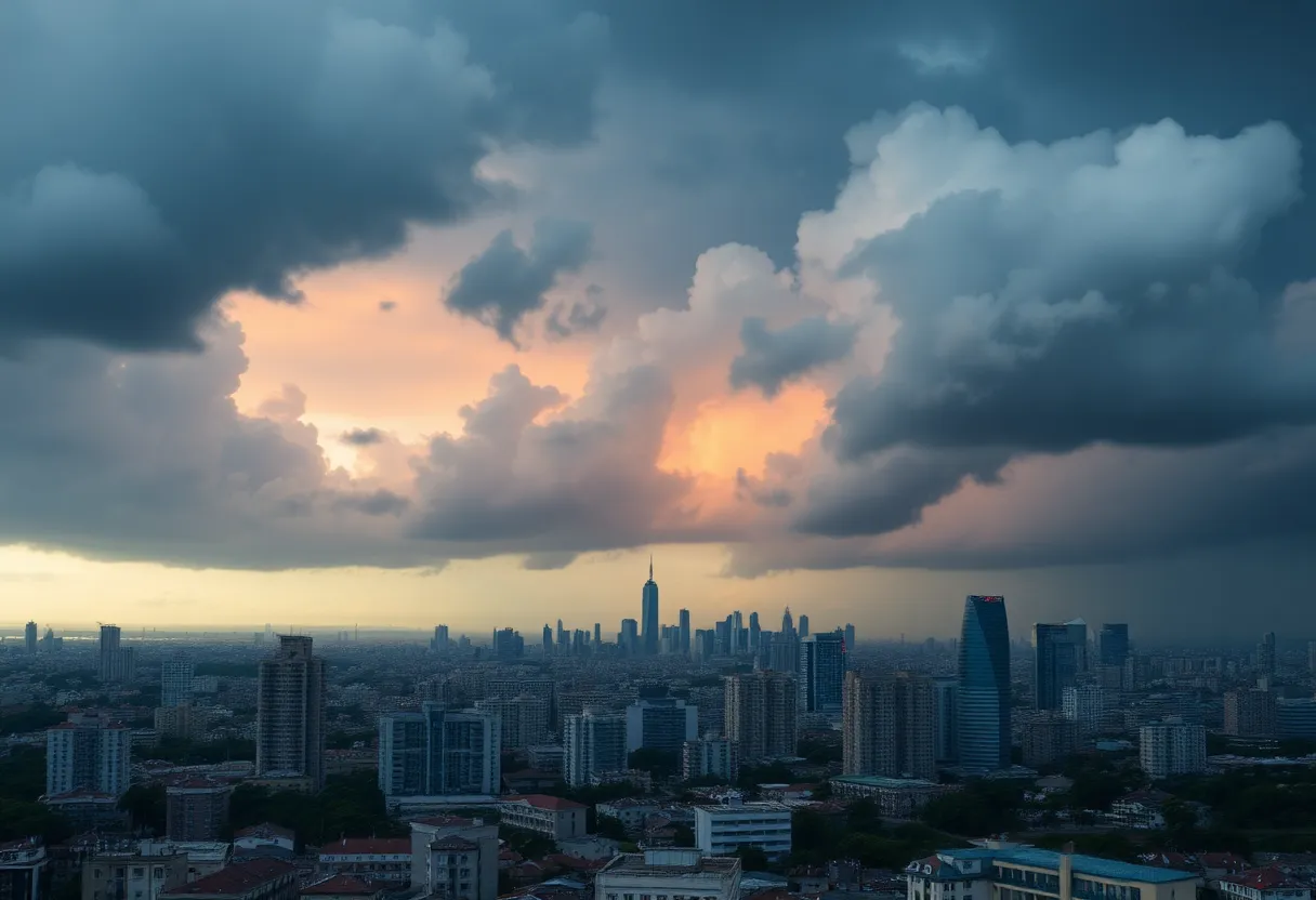 Dramatic clouds over Columbia signaling an approaching severe thunderstorm.