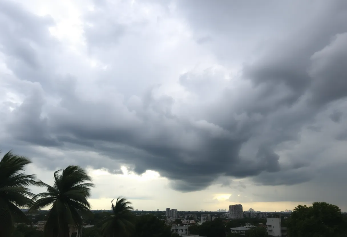Storm clouds and rain in Columbia, South Carolina