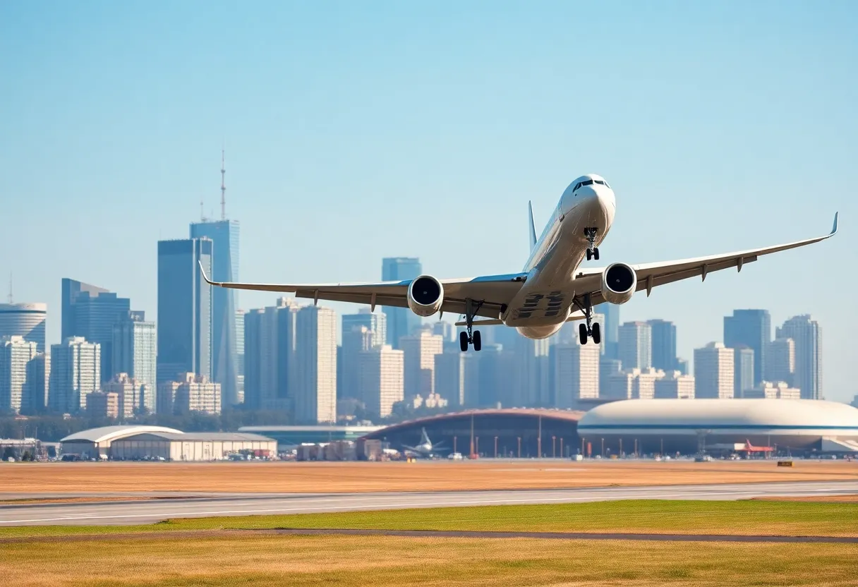 Airplane taking off at Columbia Metropolitan Airport