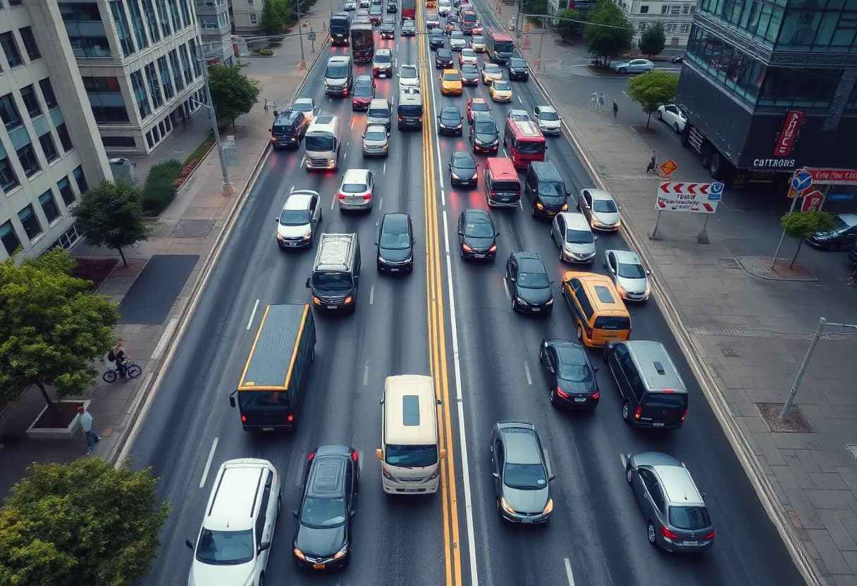 Road closures and detour signs in Lexington due to traffic issues.