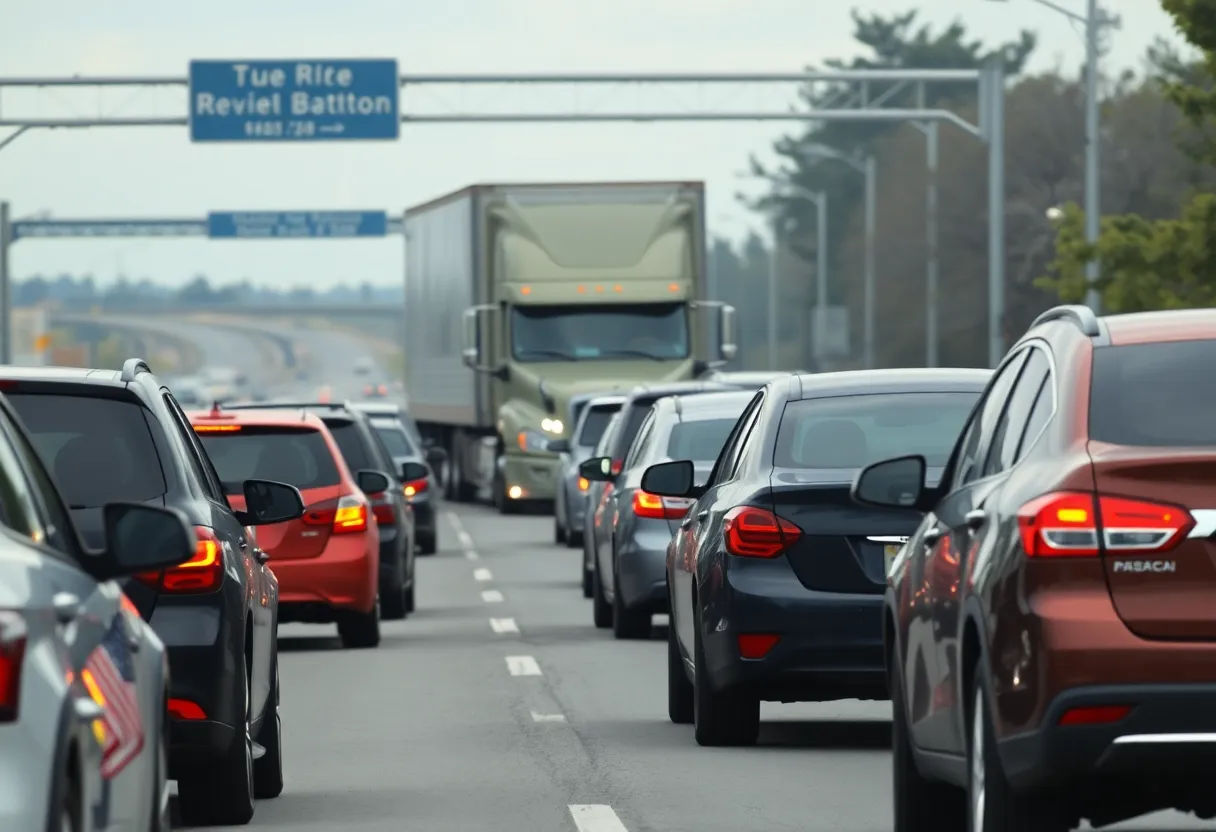 Stalled tractor-trailer causing traffic delays on Augusta Road