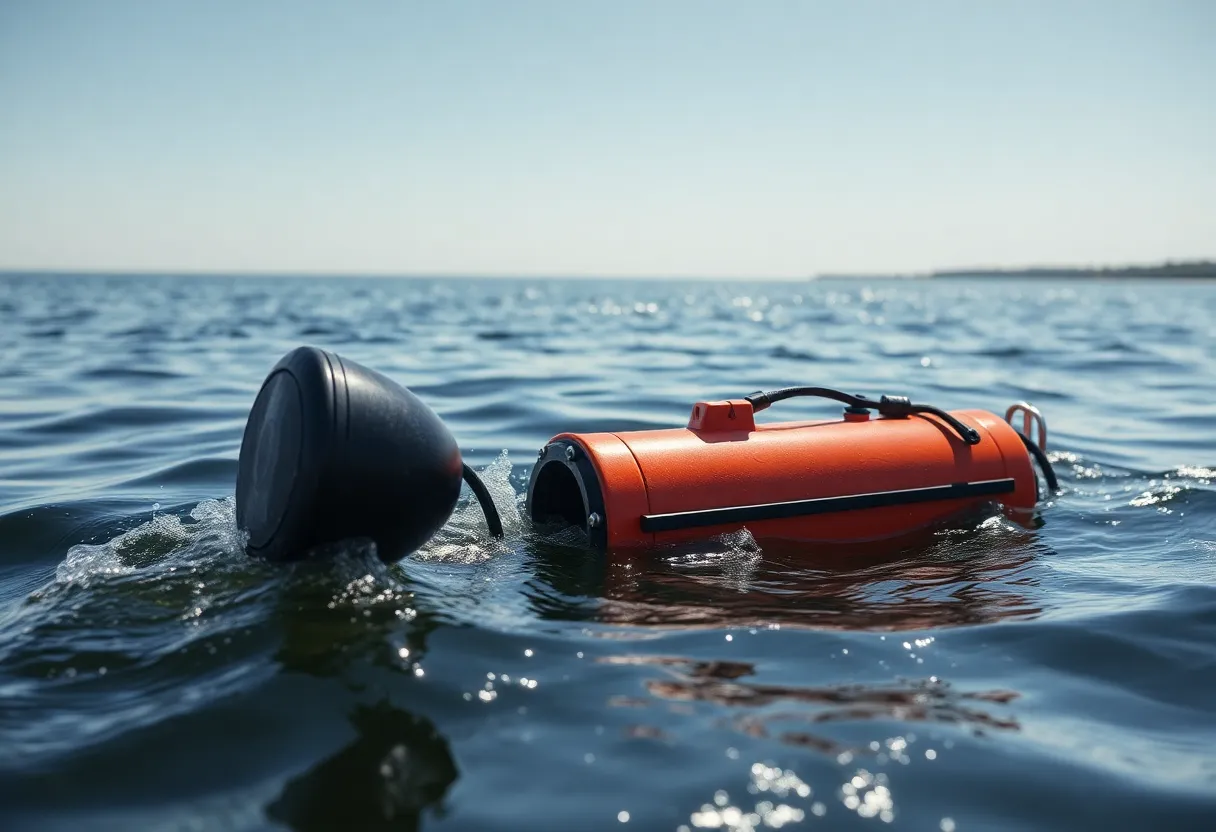 Underwater sonar device in use on Lake Murray