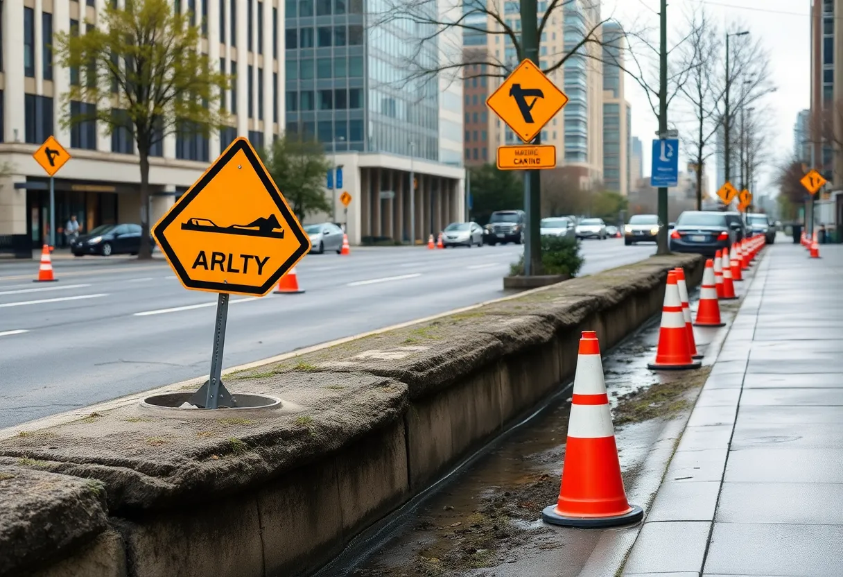 Disrupted street due to water main break in Lexington