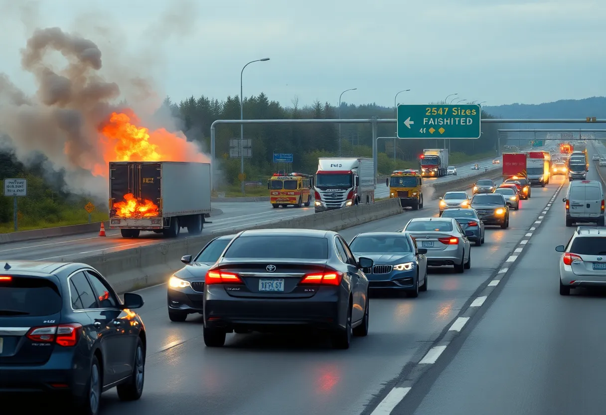 Traffic delays caused by vehicle fire on I-26 East in Cayce SC