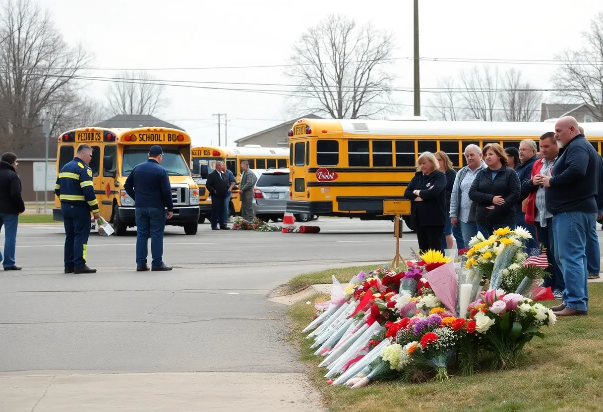 Emergency responders at a school bus accident site in Chester County