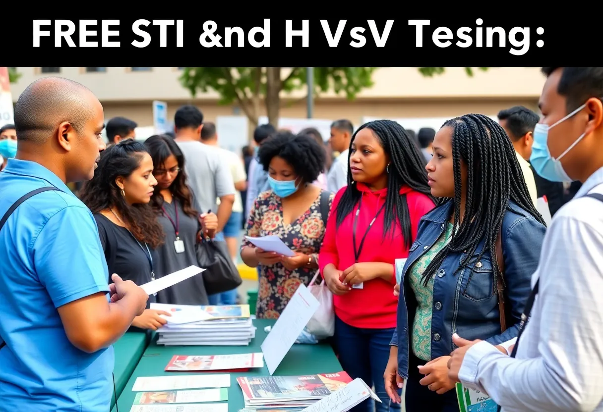 Community members engaging in a health fair event for STI and HIV testing in Columbia, South Carolina.