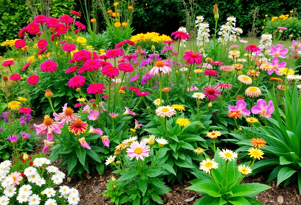 A colorful collection of blooming plants at the spring plant sales in Columbia, SC.