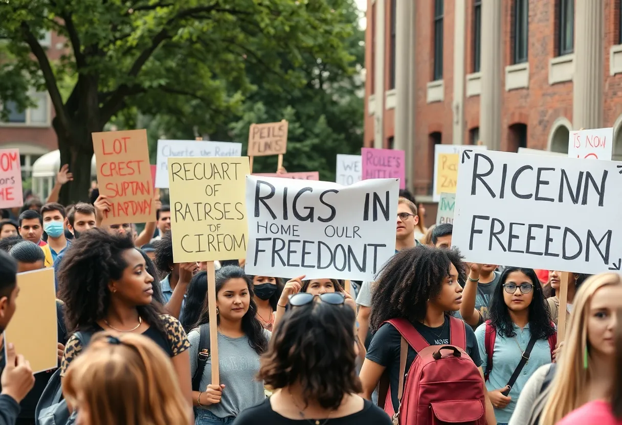 Students participating in a peaceful protest at Columbia University advocating for Palestinian rights.