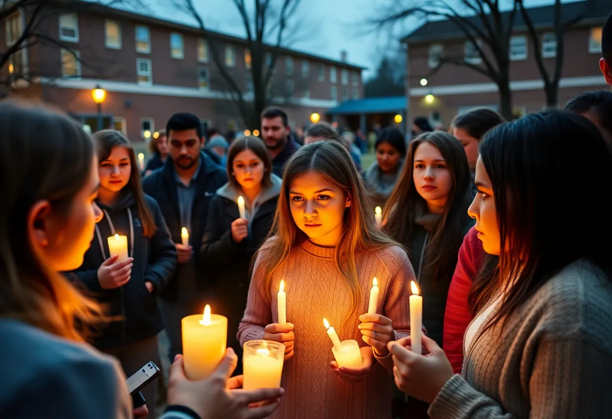 Fairfield community members gathering in response to recent arrest news.