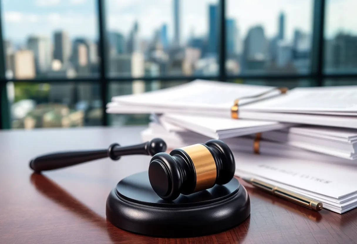 Courtroom Setting with Legal Documents