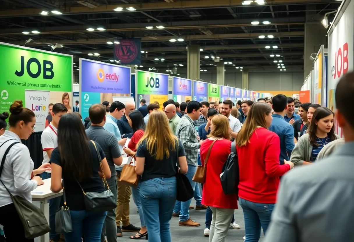 Job seekers interacting with employers at the Employment Fair in Columbia SC