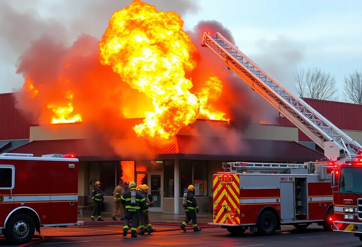 Firefighters responding to a fire at Morales Muffler Shop in Lexington SC