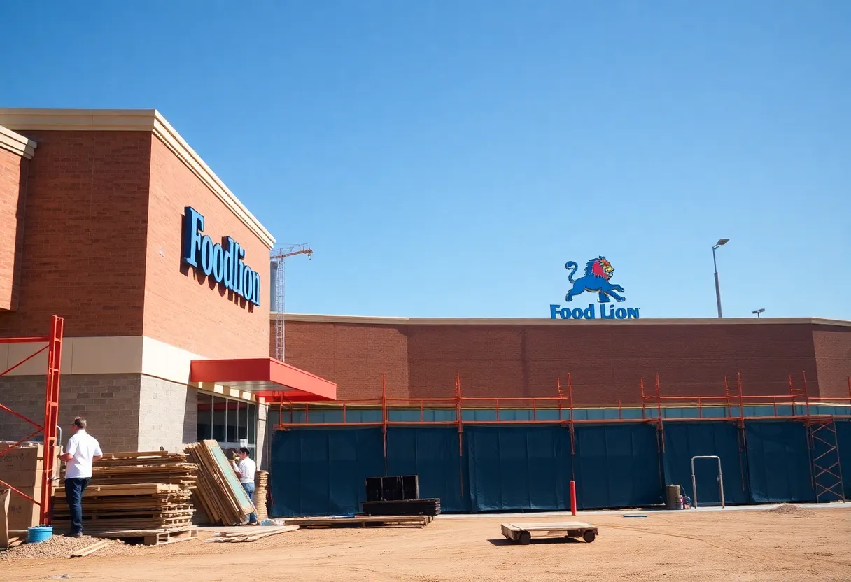 Construction site for Food Lion grocery store in Elgin SC