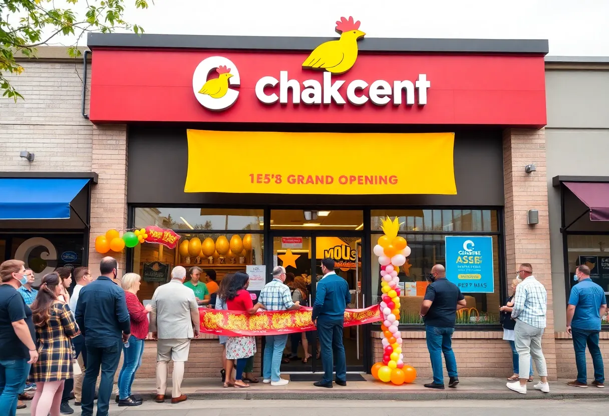 Exterior view of Guthrie's restaurant during the grand opening event in Lexington