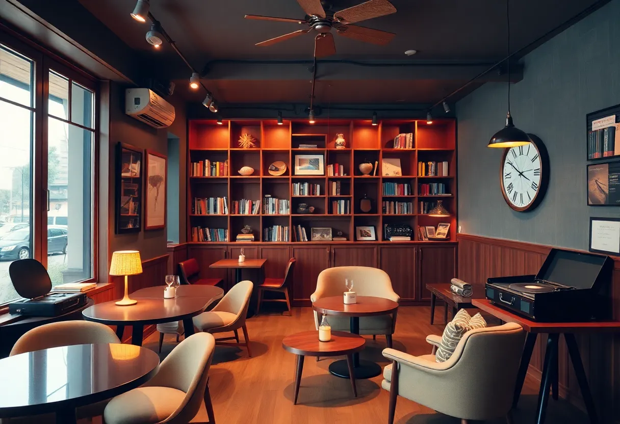 Interior view of Ikie Lu Record Club showcasing stylish mid-century design
