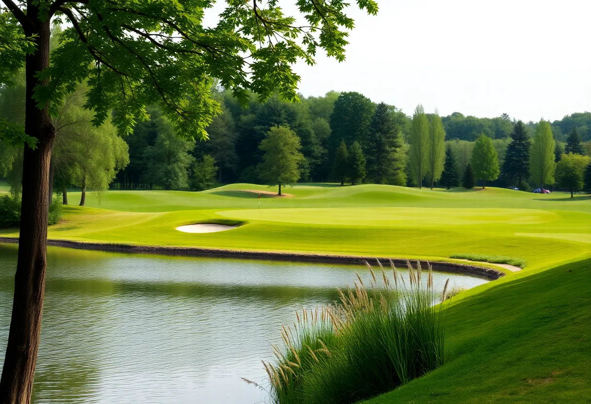 Scenic view of Leatherstocking Golf Course by Otsego Lake