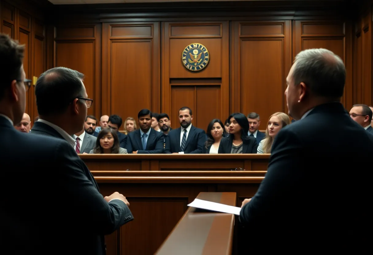 Courtroom during sentencing for attempted murder case