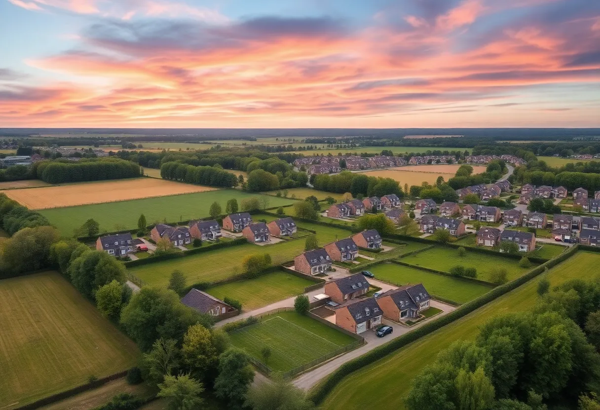 Aerial view of the Lexington housing expansion project site