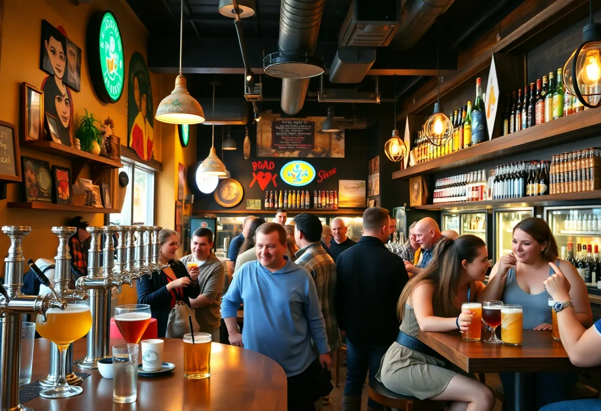 Interior view of Lexington Tap House with patrons enjoying drinks