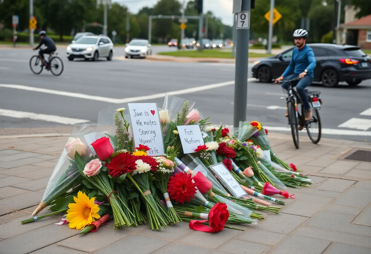 Memorial for USC Student Nate Baker with flowers and heartfelt messages