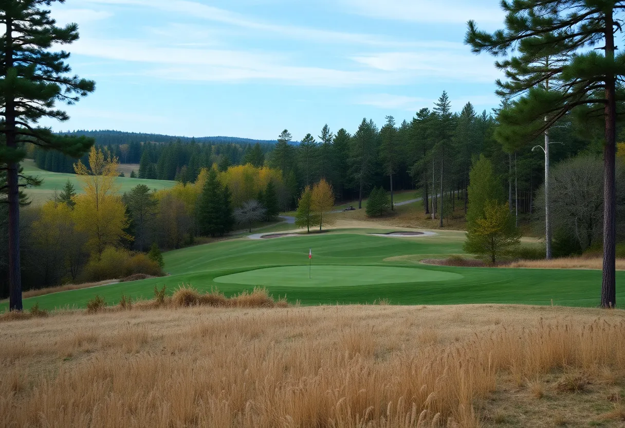 A beautiful golf course landscape showcasing nature's beauty.