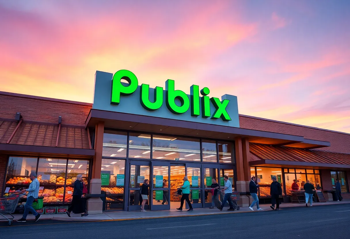 Exterior view of a new Publix supermarket in Lexington, Kentucky
