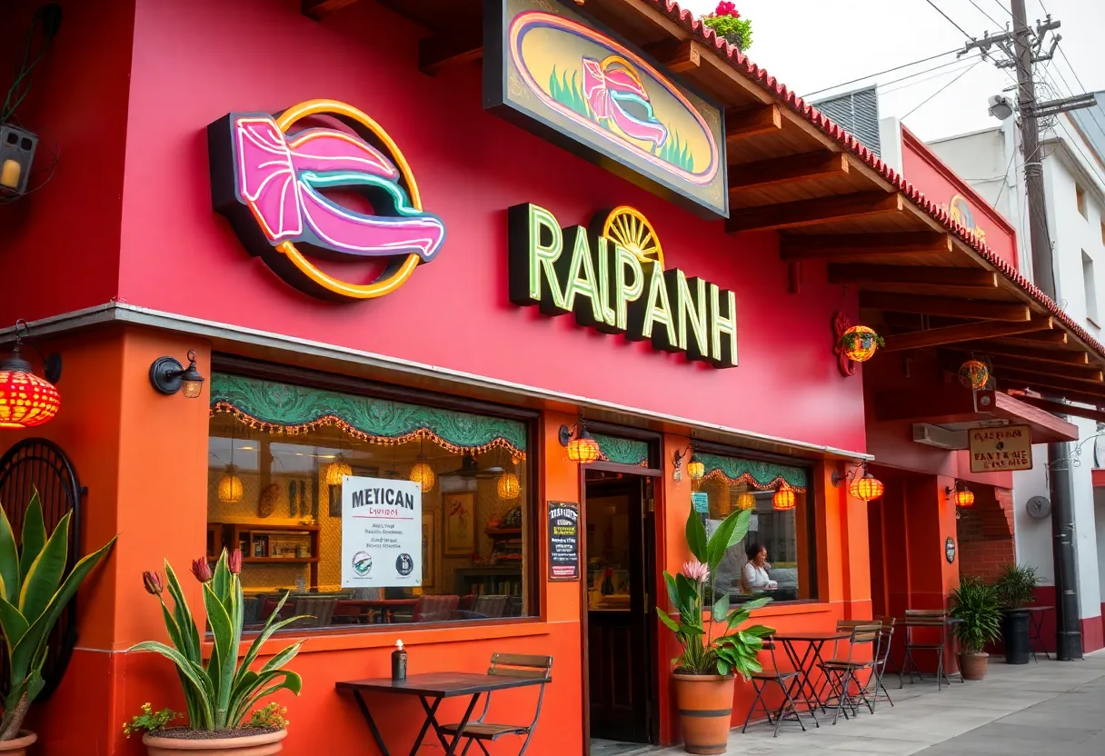 Exterior view of Que! Bueno Mexican Bar & Grill in Columbia