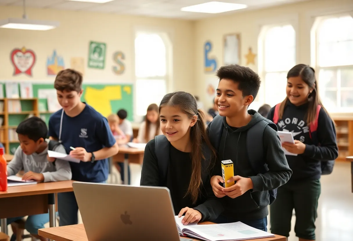 Students of River Bluff High School celebrating their academic achievement