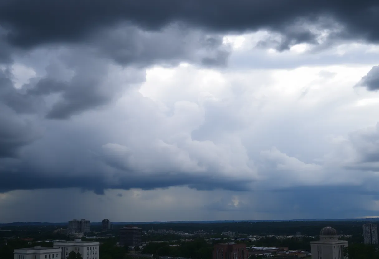 Dark storm clouds gathering over Columbia South Carolina