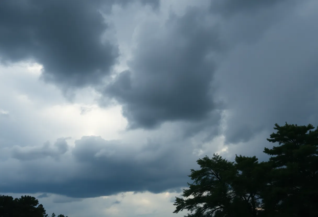 Storm clouds gathering over Columbia SC before a thunderstorm