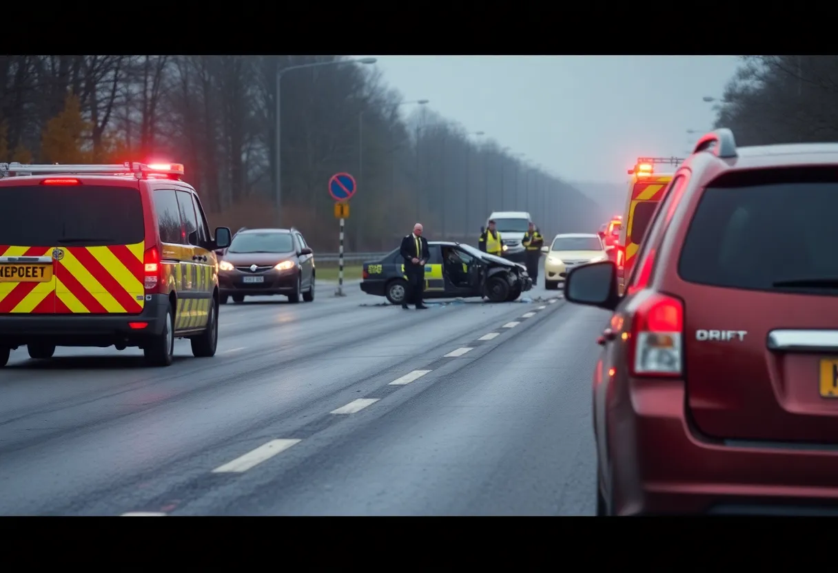 Emergency services responding to a road accident in South Carolina