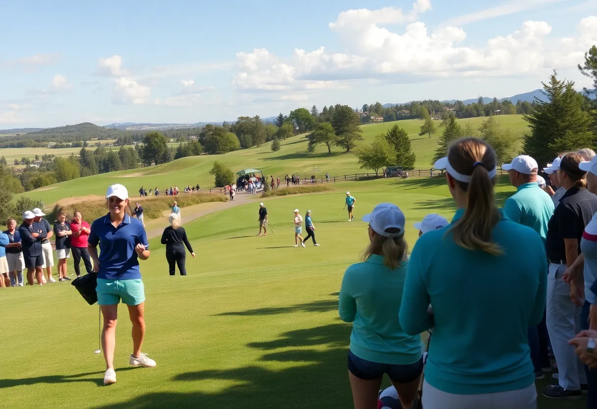 Stanford women's golf team playing in a tournament