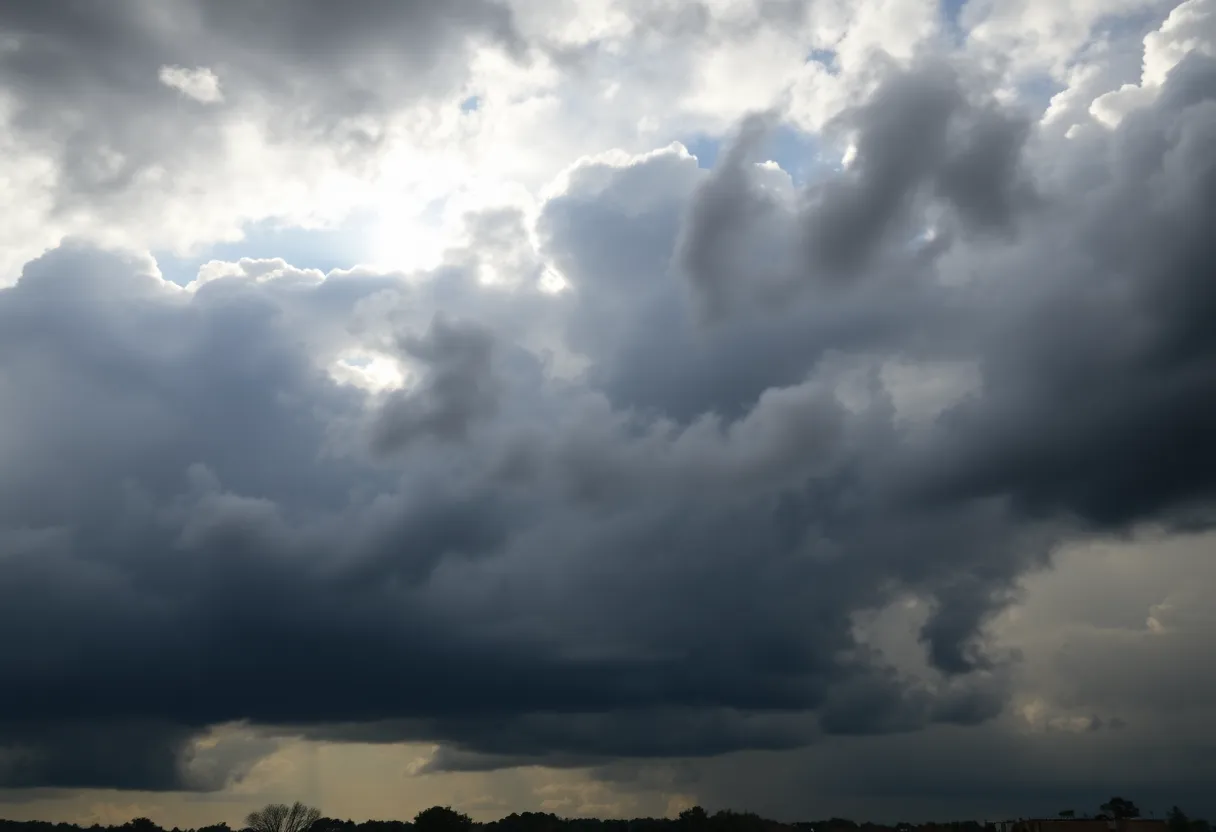Dramatic sky indicating stormy weather over Columbia, South Carolina