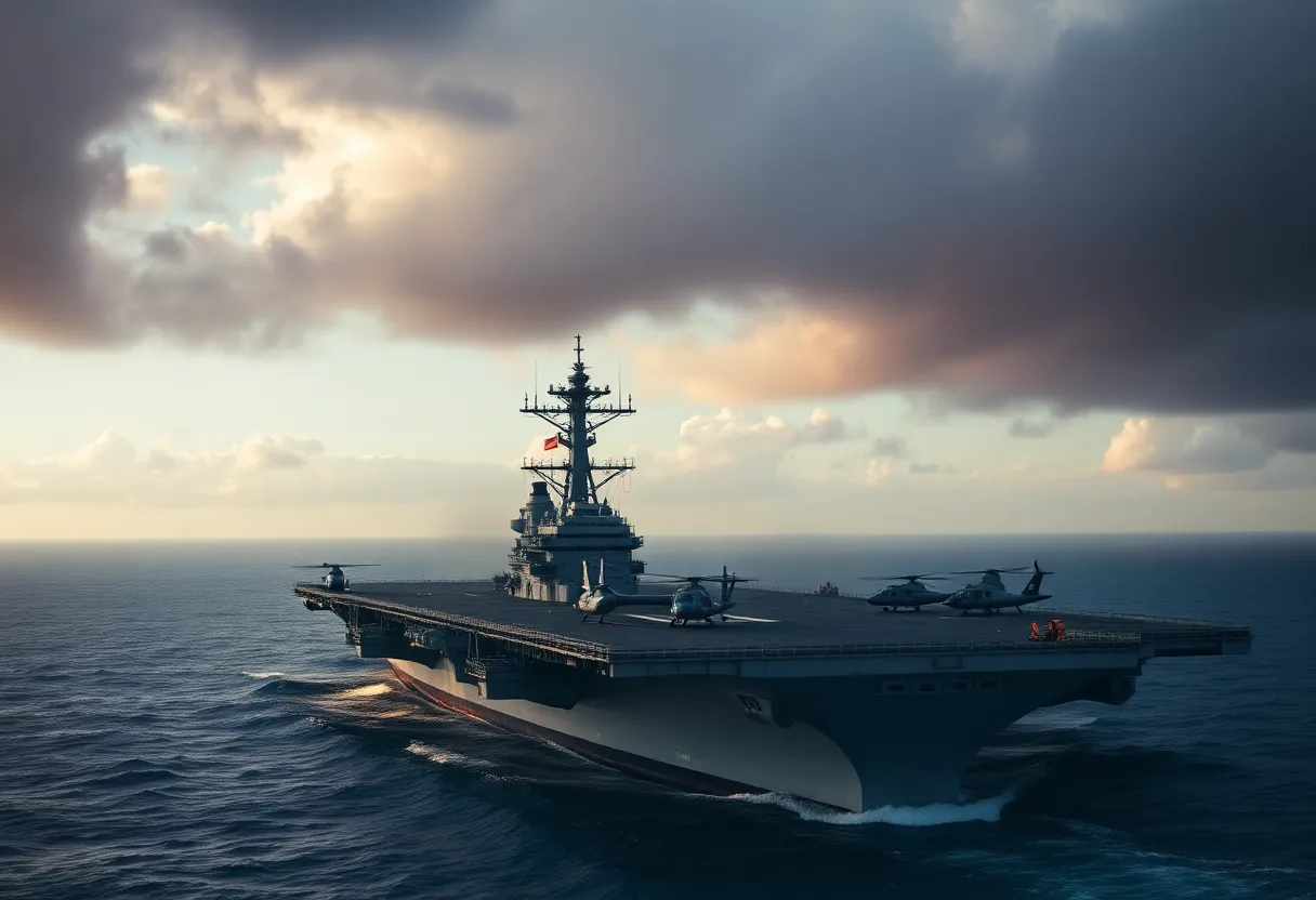 USS Midway aircraft carrier during rescue operation