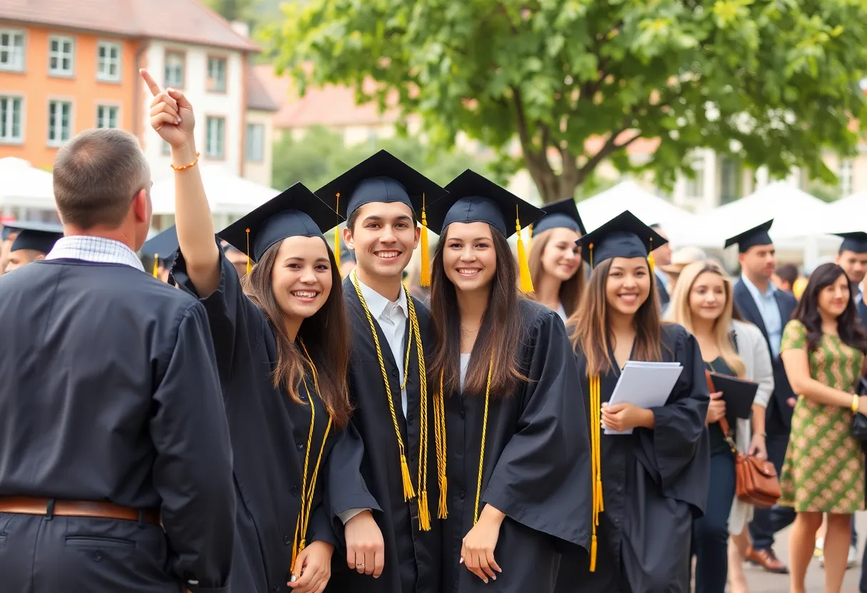 Graduating youth ambassadors celebrating with family and friends
