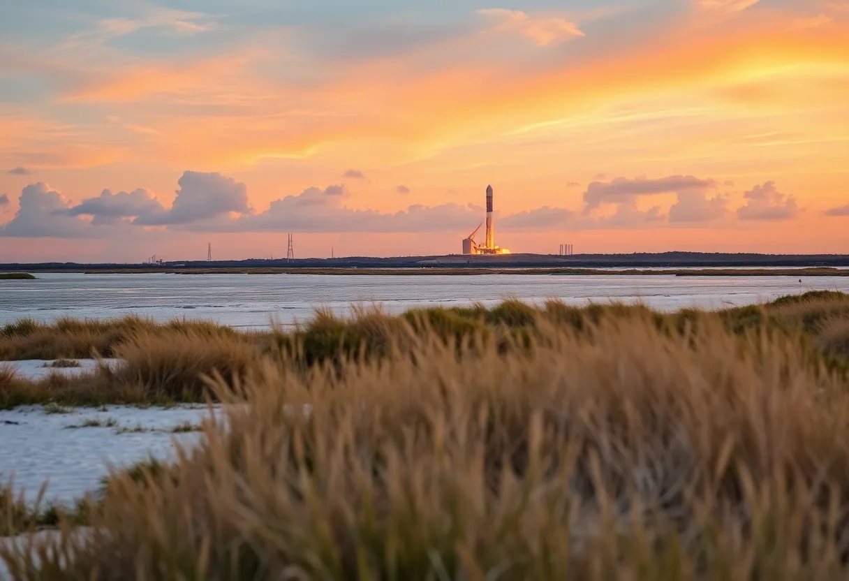 Scenic Boca Chica Beach with SpaceX launch pad in view