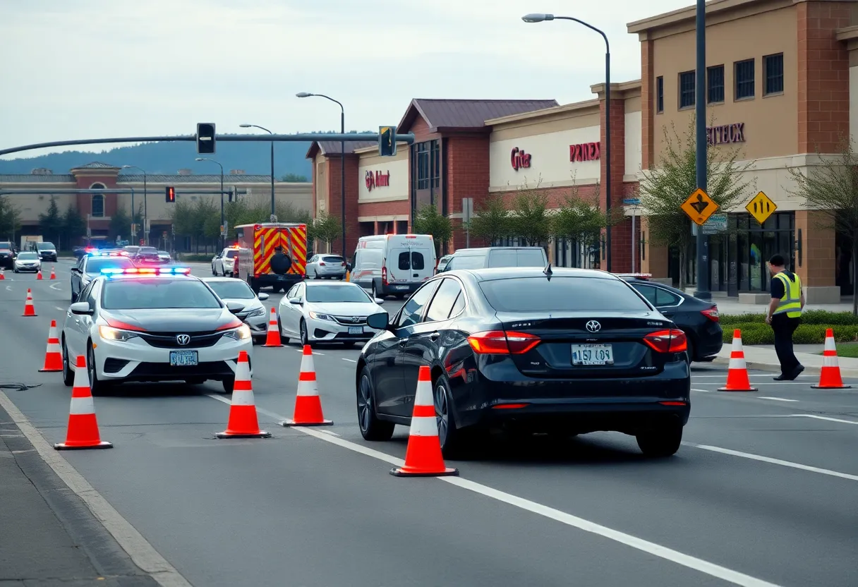 Emergency responders at a car accident scene in Lexington