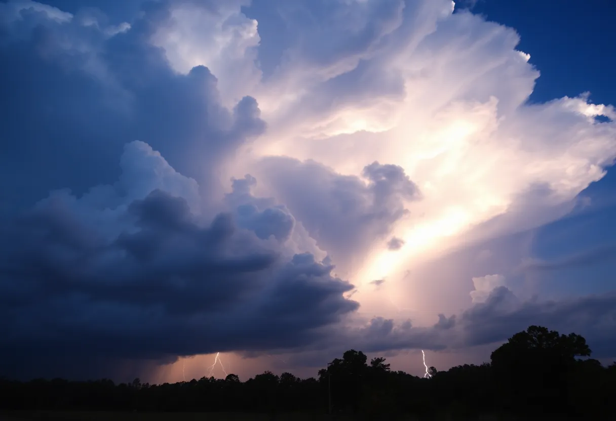 A view of stormy skies over Central South Carolina with heat waves