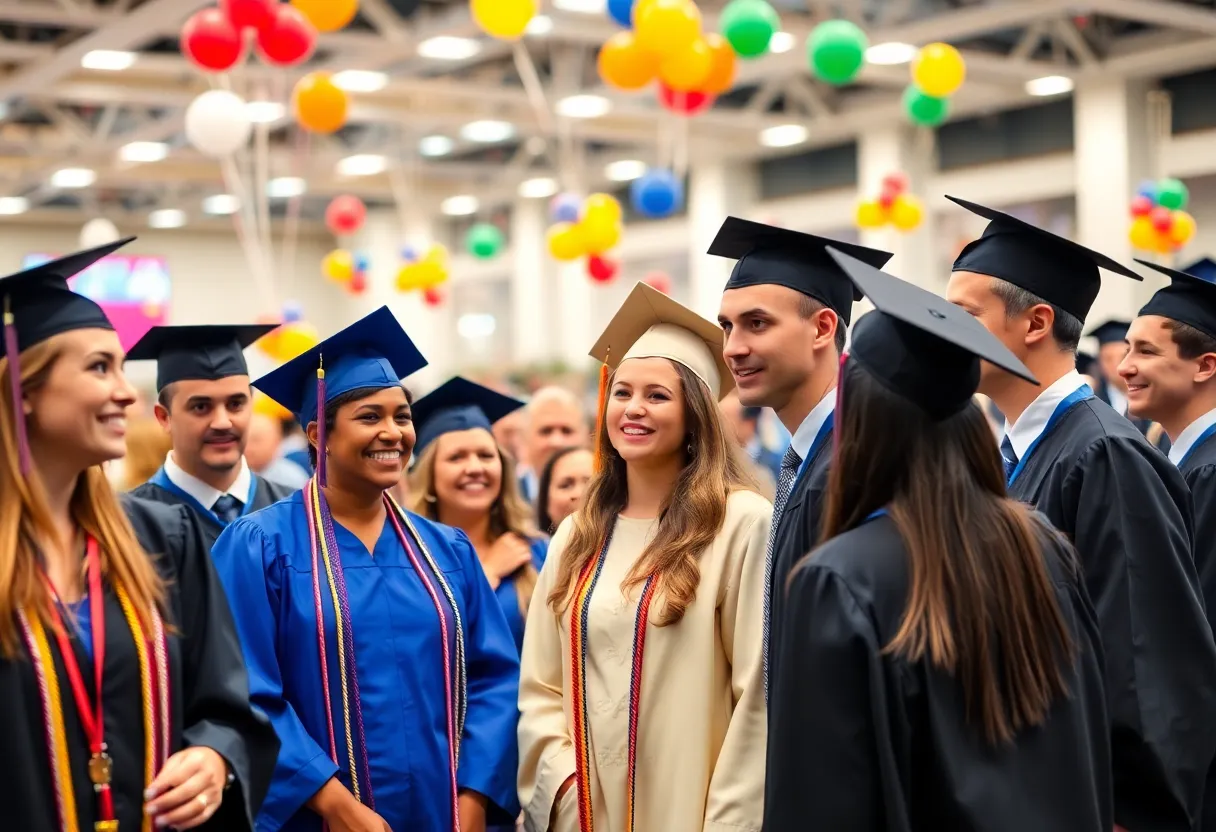 Graduates celebrating at Columbia College's 2025 commencement ceremony