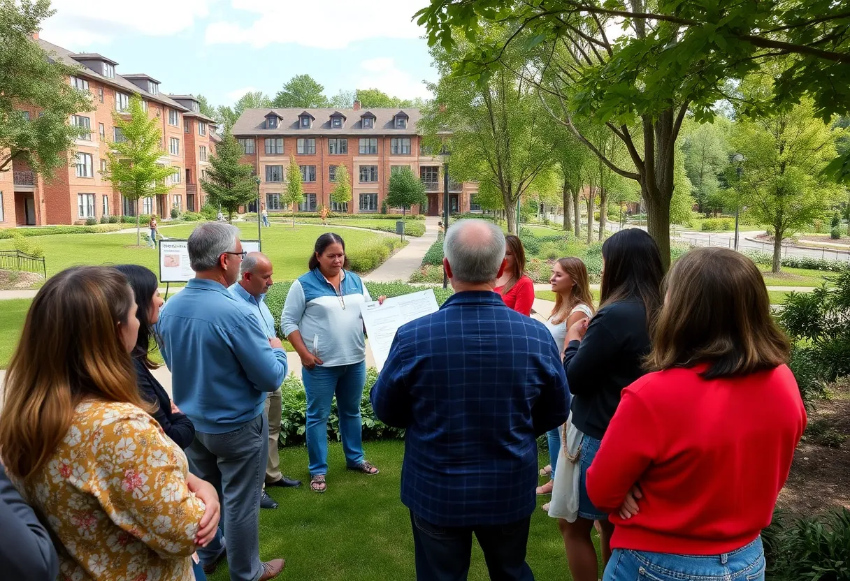 Residents discussing urban development in Columbia