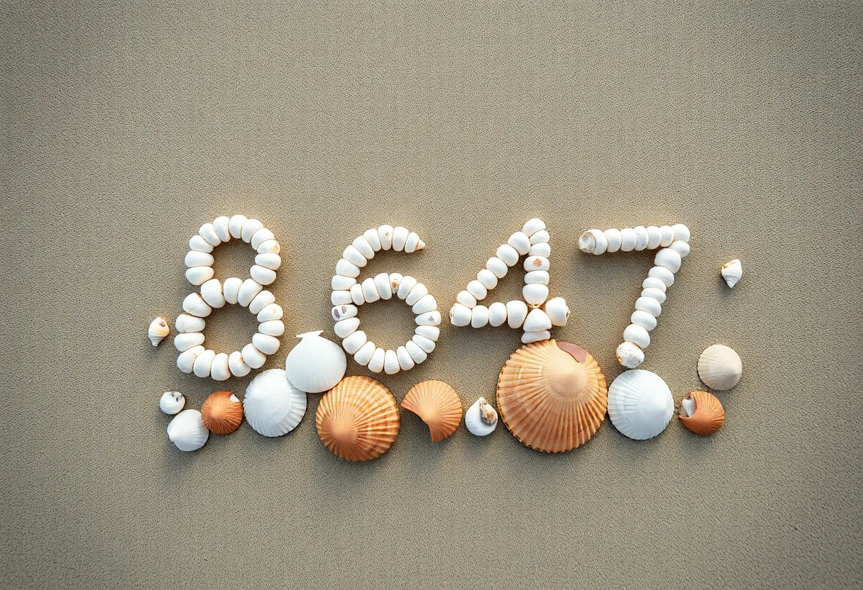 Seashells artistically arranged on the beach