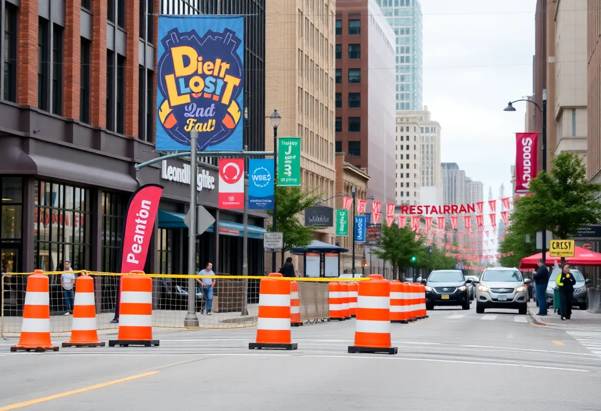 Downtown Lexington with road closures and new restaurants