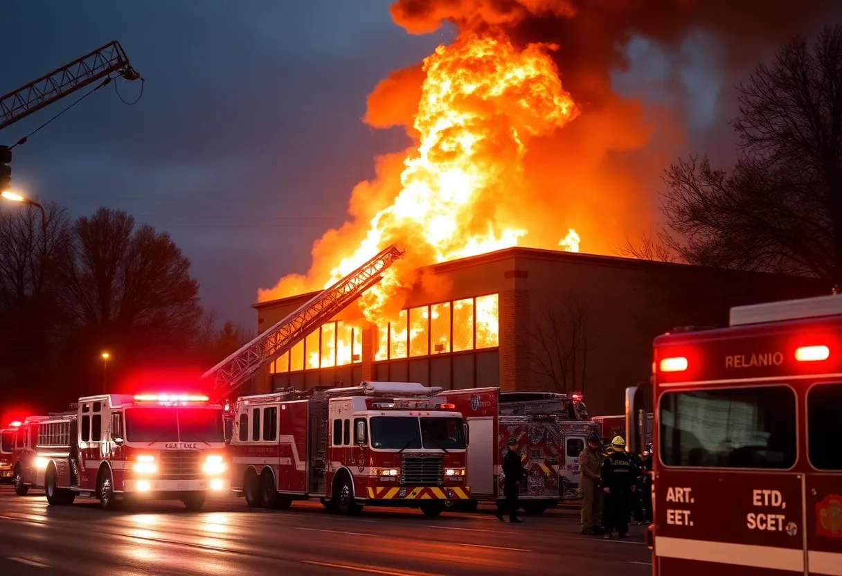 Emergency responders at the scene of a fire at Morales Muffler Shop in Cayce, SC.