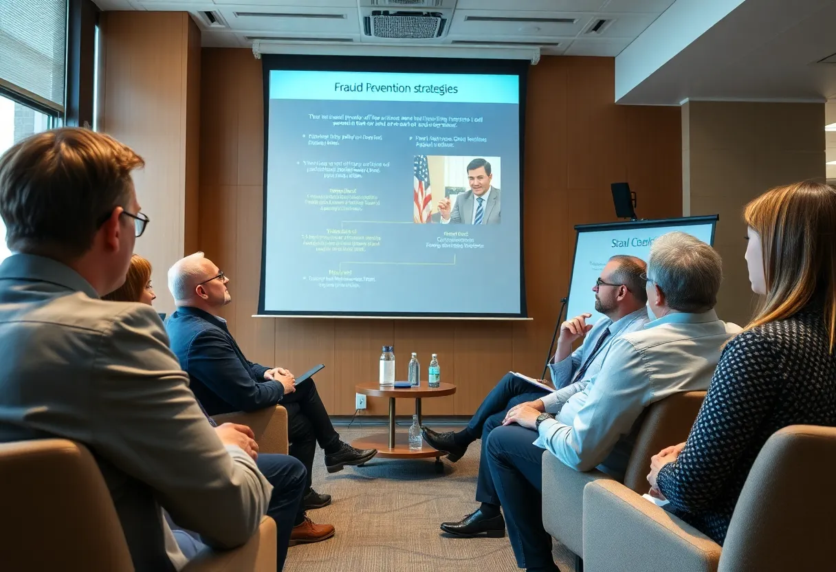 Small business owners attending a fraud prevention seminar in Lexington