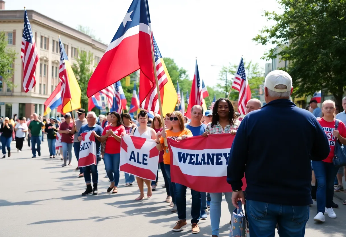 Community members participating in the Gold Star Memorial Day Parade