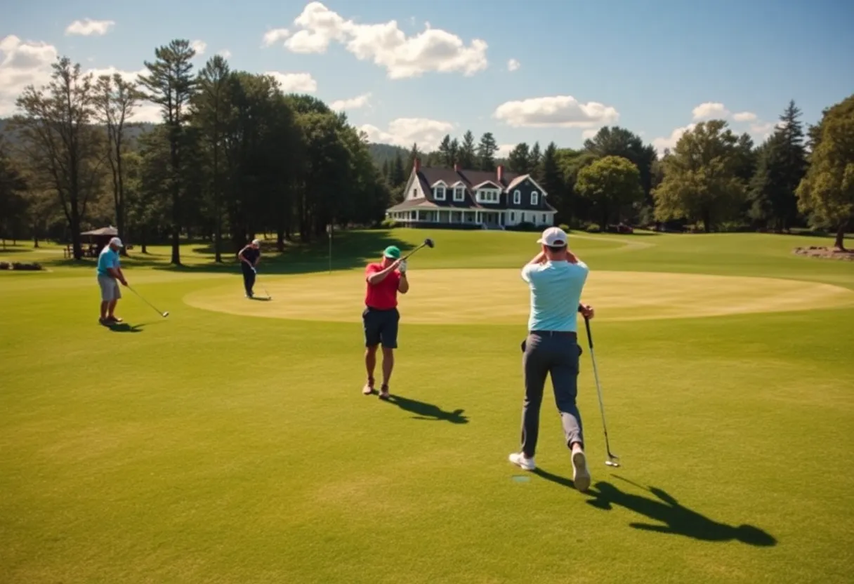 Gothenburg Swedes golf team practicing at a scenic course